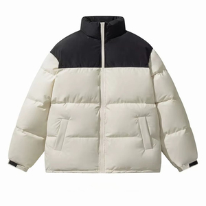 Men's <b>Black</b> <b>Puffer</b> Jacket Windproof Thick Polyester Winter Casual Stand Collar Zipper Closure Regular Fit Solid Color 2027 - Product Image 6