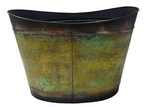 Pot de fleurs en métal finition antique, jardinière rustique en fer, pot décoratif pour plantes d'intérieur et d'extérieur, pot moderne pour la maison, le salon, le balcon - Product Image 3