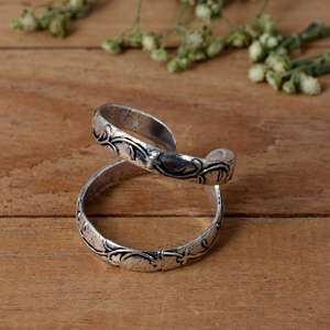 SHYAM JEWELRS Handmade 925 Sterling <b>Silver</b> Luxury Arthritis Finger Splint <b>Ring</b> | Oxidized Flower Design <b>Adjustable</b> Joint Support - Product Image 3