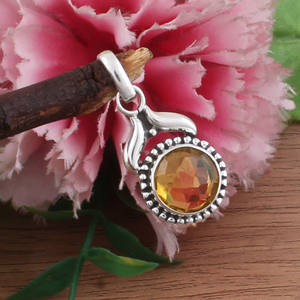 Colgante de Citrino Natural Chapado en Platino Vintage al por Mayor, Dije de Piedra Preciosa Amarilla de Plata de Ley 925, Precio al por Mayor del Fabricante - Product Image 4
