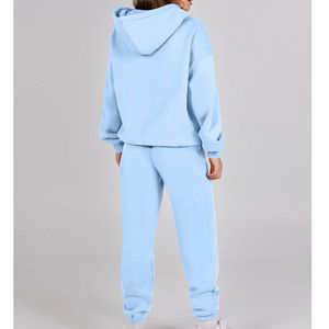 OEM Custom Winter 100% Cotton Sweat Suit <b>Set</b> Oversize Crewneck Sweatshirt & Jogger Pants Tracksuit with Solid Pattern Cotton - Product Image 3