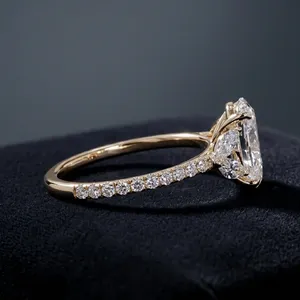 Bague en diamant ovale de 2,5 carats cultivé en laboratoire, certifiée IGI, en or 14 carats, bague de fiançailles pour femmes, bijoux en diamant de laboratoire certifiés IGI - Product Image 3
