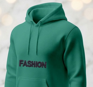 Sudadera con Capucha de Primera Calidad, con Logotipo Bordado en Chenilla Personalizado, Color Verde, Sostenible, de Alta Gama y Gran Venta - Product Image 1