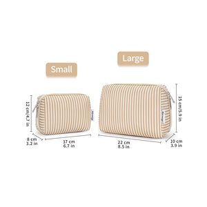 Graziosa Pochette a Righe con Cerniera per Donna, Borsa da Viaggio per Trucchi con Scomparti, Pratica Borsa Cosmetica da Borsa - Product Image 4