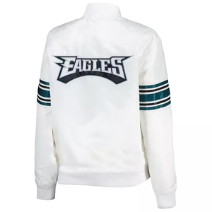 Philadelphia <b>White</b> Satin Varsity <b>Jacket</b> - Product Image 3