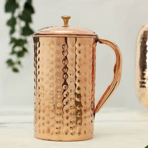 Modern Eco-Friendly High Quality Pure Copper Water Jug Lid for Water Storage Serving Ayurvedic Drinkware Home <b>Kitchen</b> Outdoor - Product Image 1