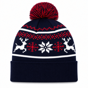 Bonnet de Noël avec pompon, motif de personnage, bonnet d'hiver tricoté unisexe pour adultes, 56-58 cm, style mignon - Product Image 1
