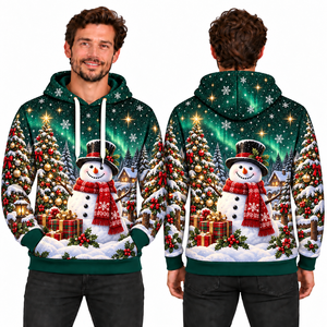 Men's Christmas <b>Snow</b> <b>Globe</b> Print Hooded Sweatshirt Knitted Polyester Casual Winter Hoodie with Pocket Design Regular Fit - Product Image 4