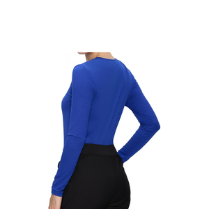 Haut de sous-blouse médicale unisexe à manches longues, col en V, en coton tricoté, respirant et confortable - Product Image 4
