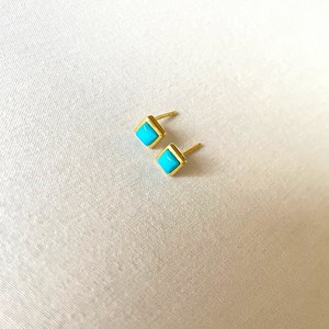 Turquoise Stud Earrings Sterling Silver Studs Gold Plated Earrings Square Gemstone Earrings Dainty Jewelry Wholesale Supplier - Product Image 3