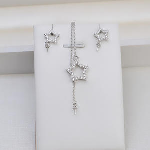 Juego de Pendientes con Colgante de Perla y Plata S925 con Pentagrama, Accesorios de Joyería DIY para Mujer, Modelo 1374 - Product Image 4