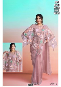 Sari Tradicional Ember Grace, Sin Arrugas, que Absorbe la Humedad, para Mujer, para Bodas y Fiestas - Product Image 2