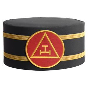 Gorra de Capítulo del Arco Real, Roja con Triple Tau y Trenzas Doradas, Regalia Masónica, Sombrero Ceremonial para Oficiales, Tocado para Capítulo del Arco Real - Product Image 5