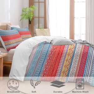 Set Copripiumino 3 Pezzi Motivo Boho Arancione e Blu, Misura Super/King California per Adulti, Decorazione Camera da Letto, Leggero, Set Biancheria da Letto 3 Pezzi - Product Image 5