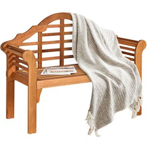 Banc pliant d'extérieur en bois d'eucalyptus de 49 pouces avec dossier et accoudoirs confortables pour améliorer l'ambiance du patio et du jardin - Product Image 3