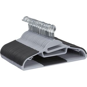 Appendiabiti in plastica sottile grigio antiscivolo con rivestimento in gomma, salvaspazio, con gancio girevole a 360 gradi, confezione da 50 - Product Image 1