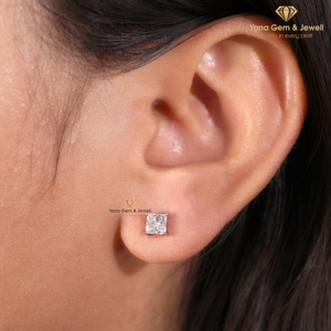 Pendientes de Oro Sólido de 14K con 2 Quilates de Diamantes Cultivados en Laboratorio CVD, Corte Princesa, Claridad VVS2, Color E, Certificados por IGI, Regalo de Cumpleaños - Product Image 4