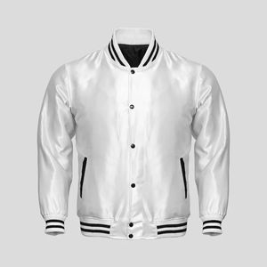 Blousons universitaires unisexes en satin de soie imperméables, grande taille, dernière mode, haute qualité, noir uni, prix de gros abordable - Product Image 5