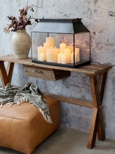 Modern <b>Large</b> Rectangular Black Metal Candle Pillar Holder <b>Lantern</b> with Glass Panels for Home Decorations - Product Image 4