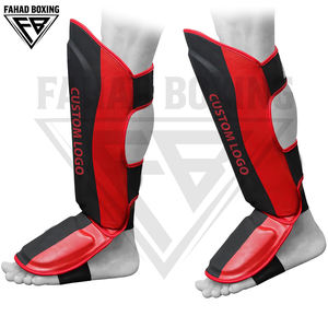 Espinilleras de Boxeo de Cuero de Color Sólido - Duraderas, Ecológicas, de Alta Elasticidad, Personalizables para Boxeo, MMA y Entrenamiento de Artes Marciales - Product Image 3