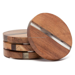 Nouvelle résine époxy de meilleure qualité, fabricant de sous-verres en bois d'Inde pour boire de la bière, du café et du thé par ARTISTIC CRAFTS - Product Image 1