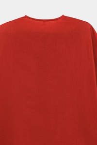 Kurta en coton brodé rouge pour femmes, vêtements traditionnels indiens et pakistanais décontractés à coupe ample - Product Image 2