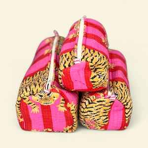 Ensemble de trousses de toilette en coton matelassé faites à la main, 3 pièces, imperméables, à motifs floraux, organiseur de maquillage, étui de voyage pour bijoux - Product Image 4