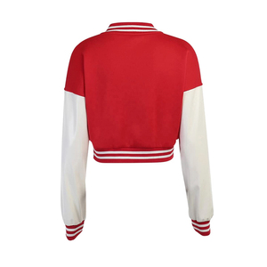 Chaqueta Varsity Corta de Lana para Mujer, Tendencia 2025, con Apliques Bordados Personalizados y Mangas de Cuero Genuino, Diseño de Moda, Venta al Por Mayor - Product Image 4