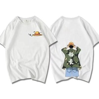 T-shirt décontracté d'été pour homme à manches courtes 100 % coton écologique, motif uni, style streetwear japonais Monkey D. Luffy