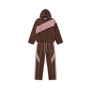 Ensemble de survêtements Y2K pour hommes, tendance, avec logo personnalisé, en velours épais, coupe ample, empiècements contrastants, style streetwear, pantalon de jogging à jambe large en velours - Product Image 3