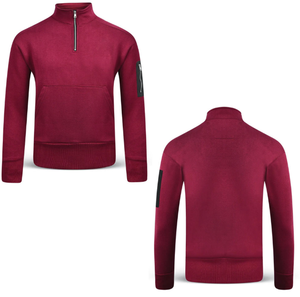 Sweat-shirt décontracté en molleton de coton de luxe avec quart de zip, anti-boulochage, respirant, pour homme, avec poche kangourou - Product Image 3