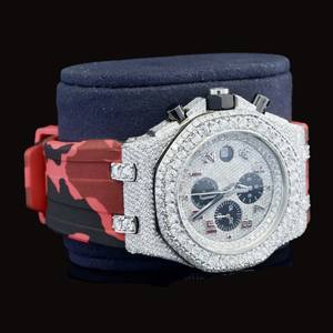 Montre de luxe pour homme entièrement sertie de diamants, avec bracelet blanc, montre à quartz de marque de créateur, montre tendance en moissanite, logo personnalisé - Product Image 4