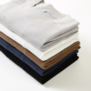 Camiseta de Manga Corta para Hombre, 100% Algodón, Textura Waffle, Suave, Lisa, Talla Grande, Tejido Térmico, Transpirable y Ecológica - Product Image 4