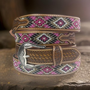 Hand <b>Tooled</b> Full Grain Leather Western <b>Belt</b> Western Stylish Genuine Leather Unisex Removable Buckle <b>Belt</b> - Product Image 5