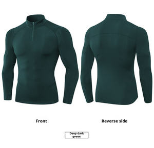 Men's Quarter Zip Fleece Pullover Thermal Compression Shirt Running Lightweight Sweatshirt Long Sleeve Polo Shirts Wholesale OEM - Product Image 2
