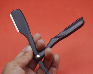 มีดโกนหนวด Tegra Surgical แบบญี่ปุ่น สำหรับผู้ชาย ใบมีดสแตนเลสครึ่งใบ สีดำ สำหรับโกนหนวดอย่างมืออาชีพ ปลอดภัย สะอาด - Product Image 2