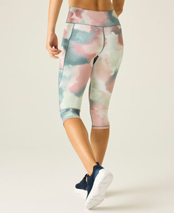 Leggings capri imprimés à taille haute pour femmes, tissu tricoté extensible respirant à séchage rapide, avec poches, pour toutes les saisons - Product Image 2