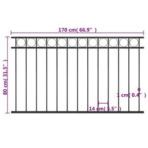 Panel de Cerca de Acero Negro de 5.6 pies x 2.6 pies para Cercas y Portones Exteriores - Product Image 4