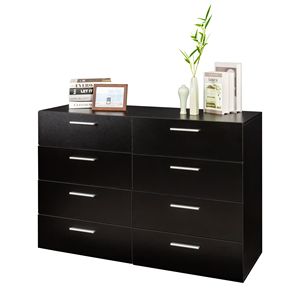 Cómoda Doble Moderna de Roble con 8 Cajones para Dormitorio, Sala de Estar y Entrada (Negra) - Product Image 5