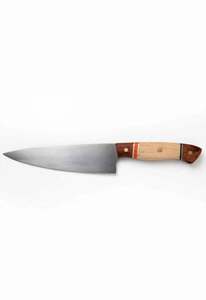Cuchillo de Chef de Acero Inoxidable Forjado a Mano, Hoja Ancha, Cuchillo de Cocina para Rebanar, Mango de Madera - Product Image 1