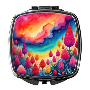 Colorful Celosia <b>Compact</b> Travel Makeup <b>Mirror</b> Portable Folding Handheld for Women and Girls Decorative Gift - Product Image 1