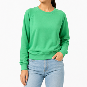 Sudadera de cuello redondo para mujer, jersey de punto verde liso, manga larga, corte regular, informal de invierno - Product Image 1
