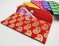 Amplop Hadiah Sutra Brokat Buatan Tangan India Desain Mewah Ramah Lingkungan untuk Pernikahan, Ramadhan, Tahun Baru, Pesta Perayaan