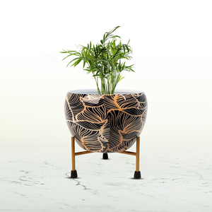 Macetero de Metal Negro con Soporte de Hierro, Moderno Soporte Decorativo para Plantas, para Jardín Interior, Sala de Estar, Dormitorio, Oficina - Product Image 1