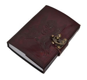 Handmade Leather <b>Travel</b> <b>Journal</b> with Metal Latch Retro Embossed MandalaFloral Pattern Blank Deckle Edge Paper Diary - Product Image 1