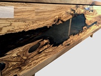 Meuble TV en résine époxy, TVC avec pied en bois, meuble TV, design moderne de luxe, Live Edge, en bois d'acacia