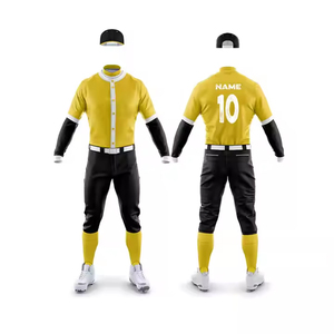 Ensemble d'uniformes de baseball personnalisés pour hommes, maillot sublimé à manches longues blanc et violet, en polyester respirant, tenue d'équipe - Product Image 2