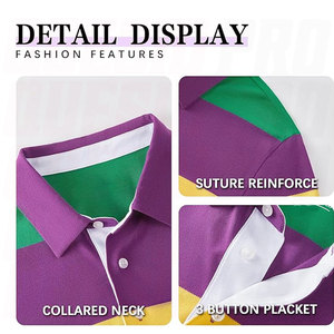 Chemise à manches longues à blocs de couleurs brodés, logo personnalisé, coton, polos oversize, vêtements de sport, streetwear, rayé, rugby, homme - Product Image 2