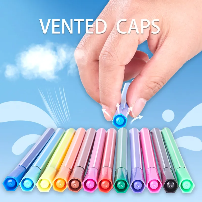 36色の水性鉛筆セット洗えるキッズアートマーカー、描画と書き込み用の青いバレルの水彩ペン