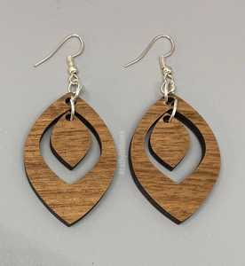 Geometric Wooden Drop <b>Earrings</b> Gold Plated Boho Style Women's Jewelry - Product Image 5